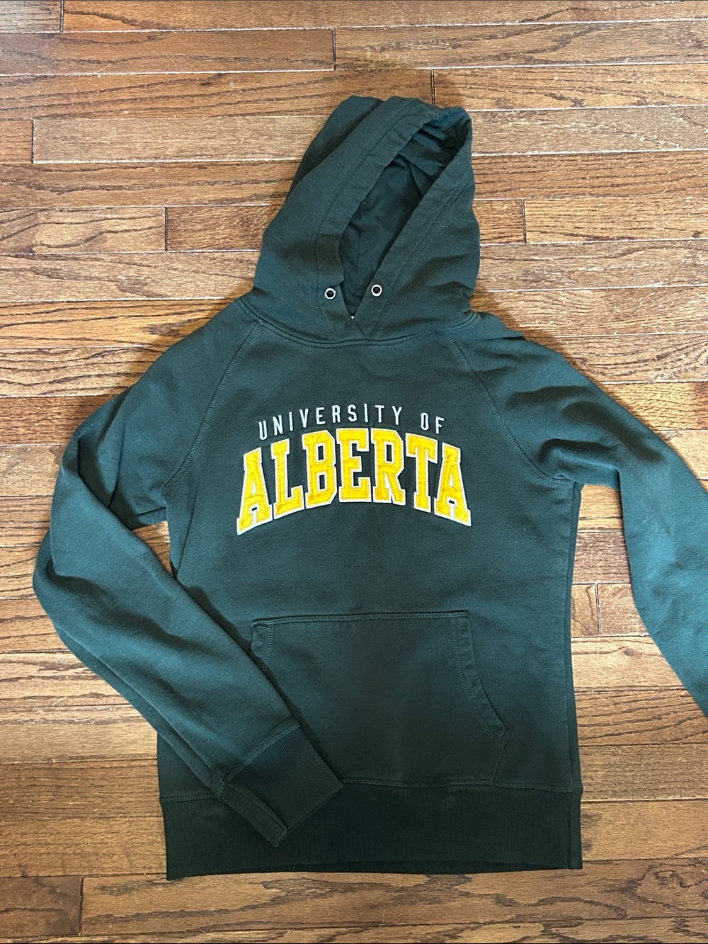 University of Alberta Green Hoodie with Yellow Logo